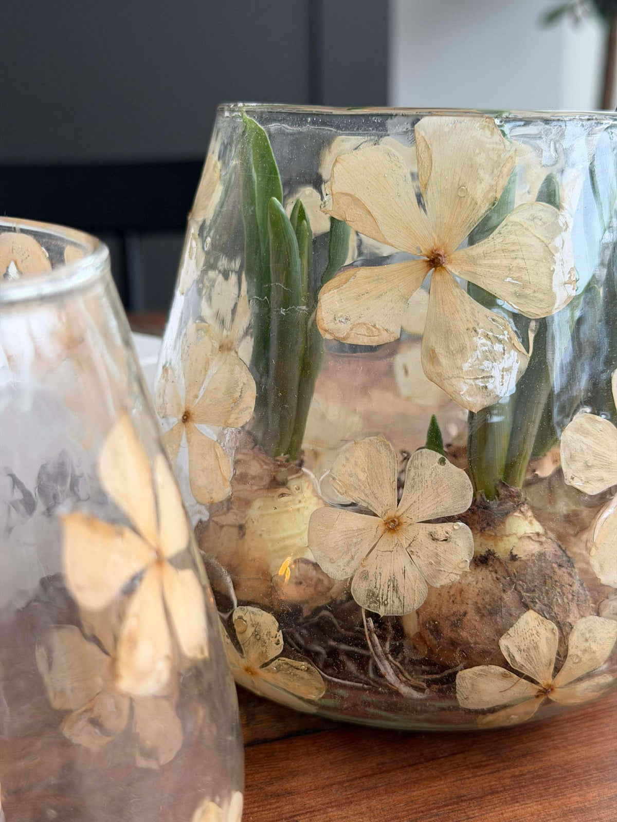 Bougeoir - Verre à motif floral - plusieurs tailles