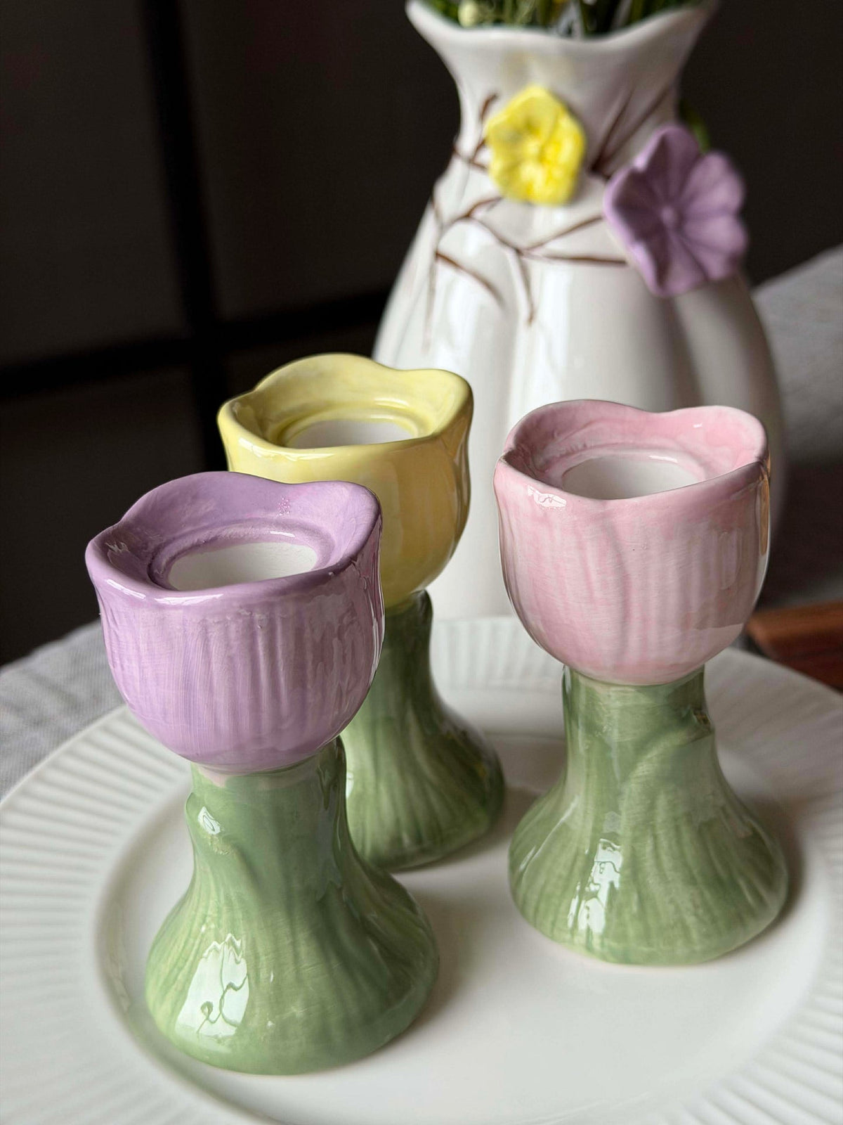 Bougeoir Tulipe 9 cm - Plusieurs couleurs