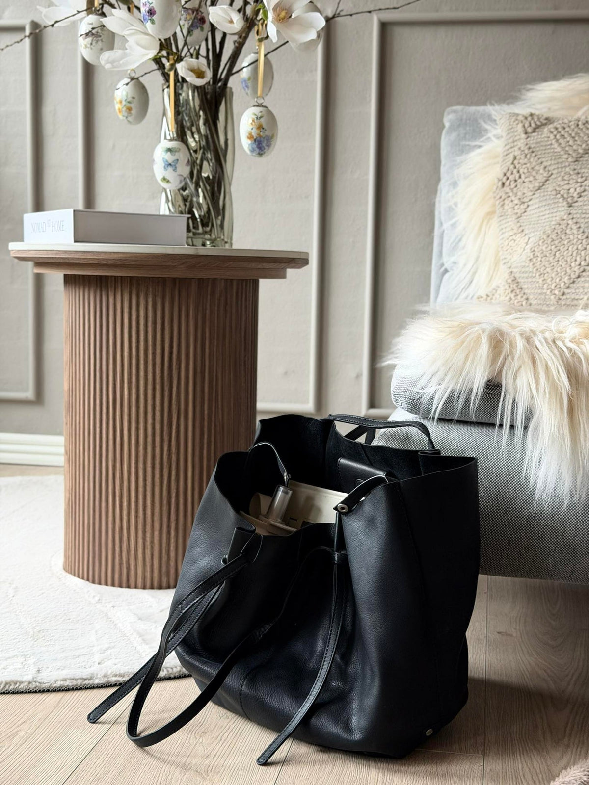 Cabas en cuir souple - Noir