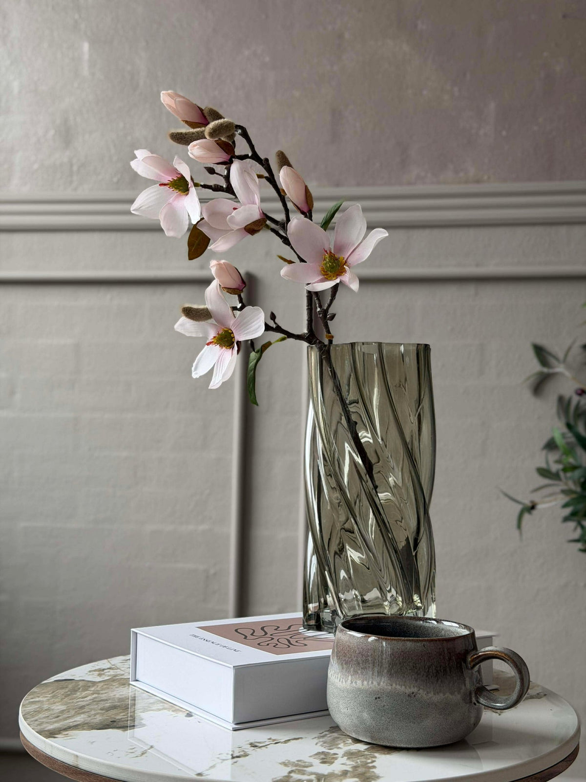 Branche de magnolia - Rose 52 cm