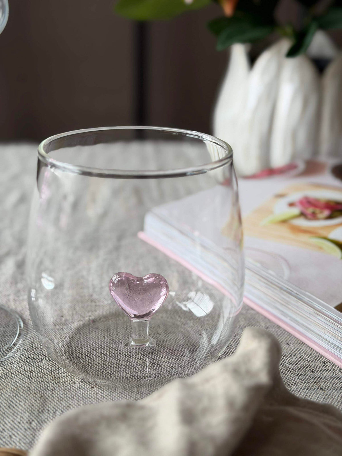 Verre à boire avec cœur
