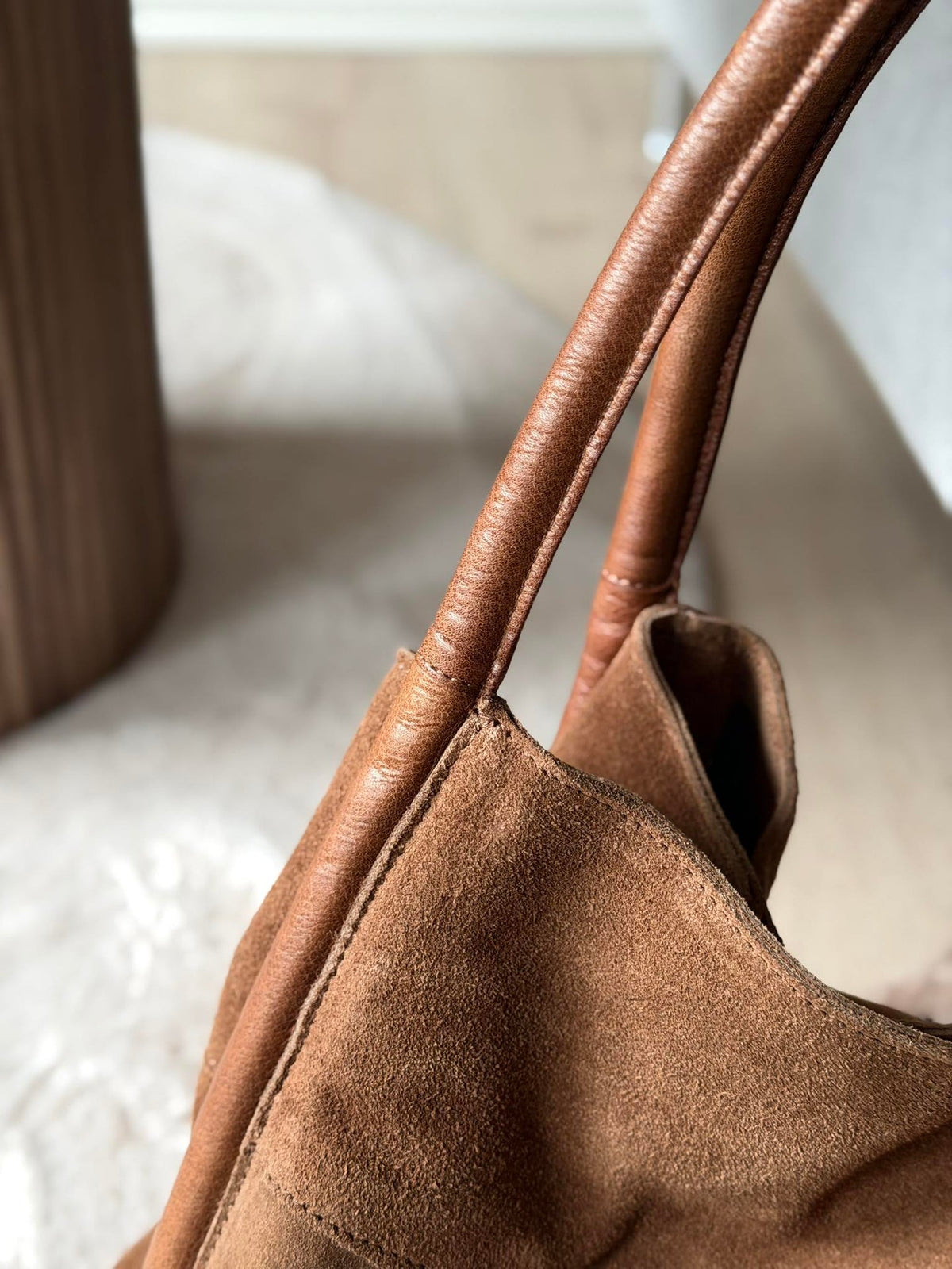 Shopper en daim - Walnut
