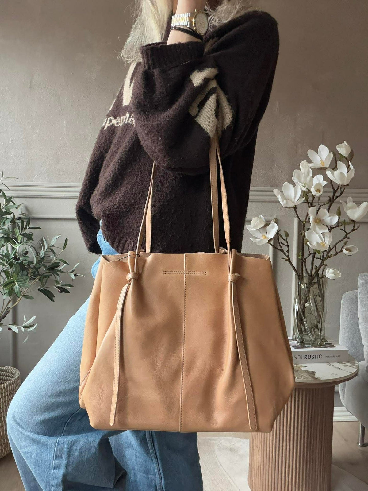 Shopper en cuir souple - Sable