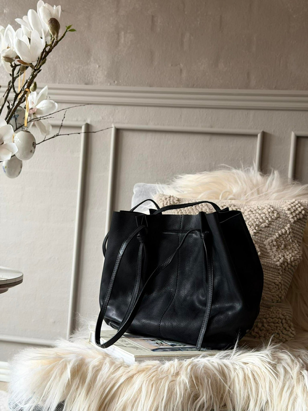 Cabas en cuir souple - Noir
