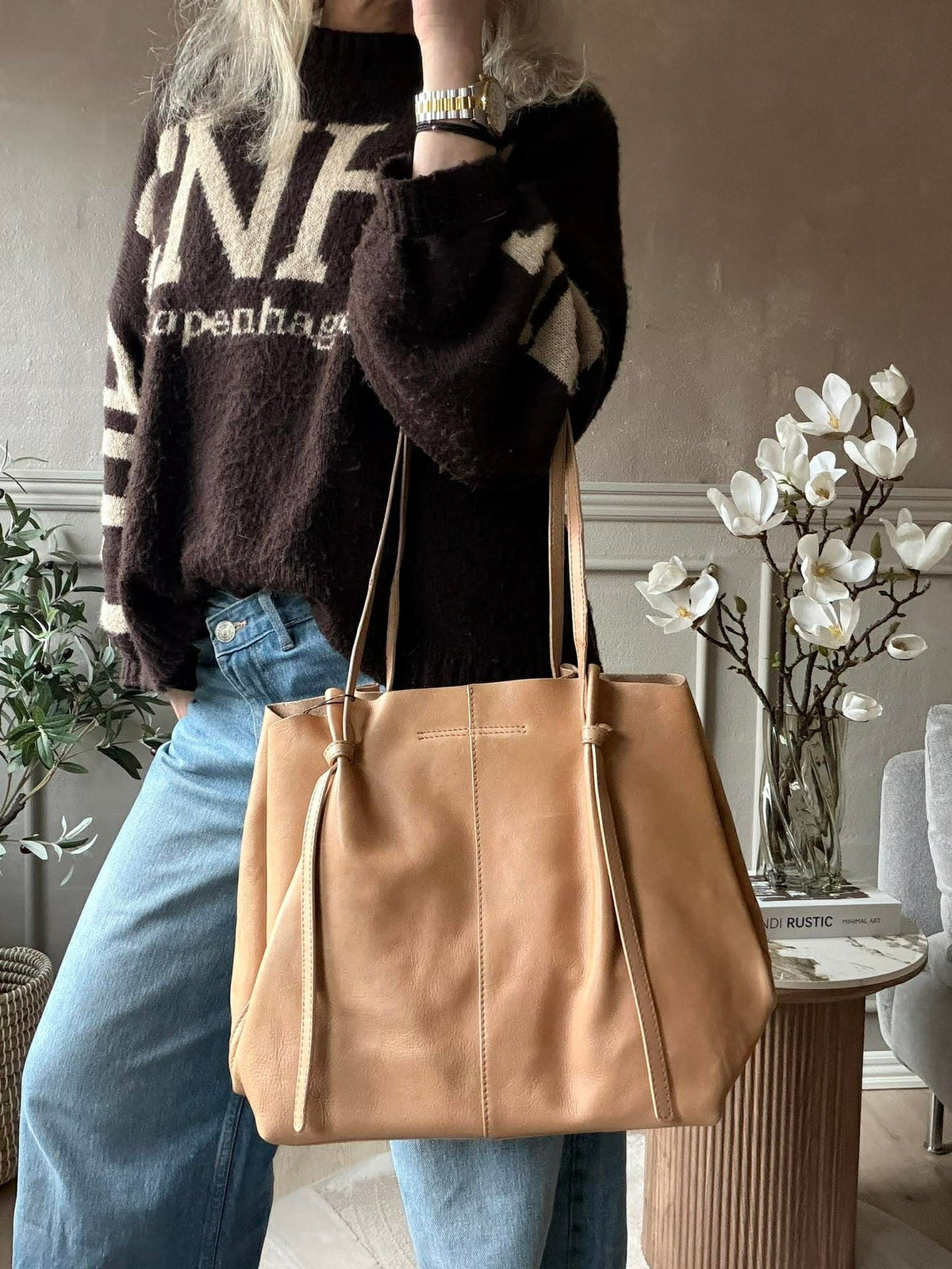 Shopper en cuir souple - Sable
