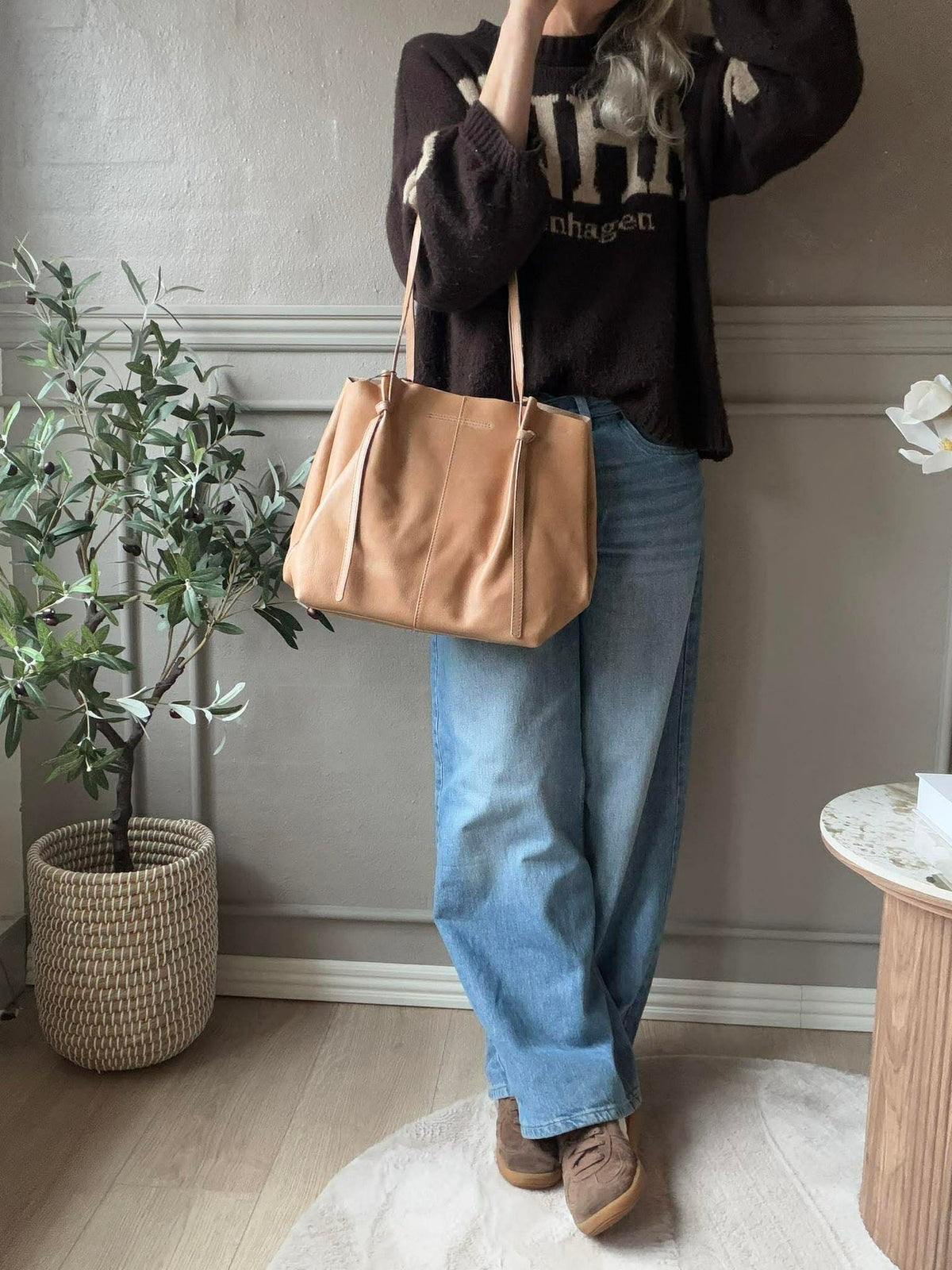 Shopper en cuir souple - Sable