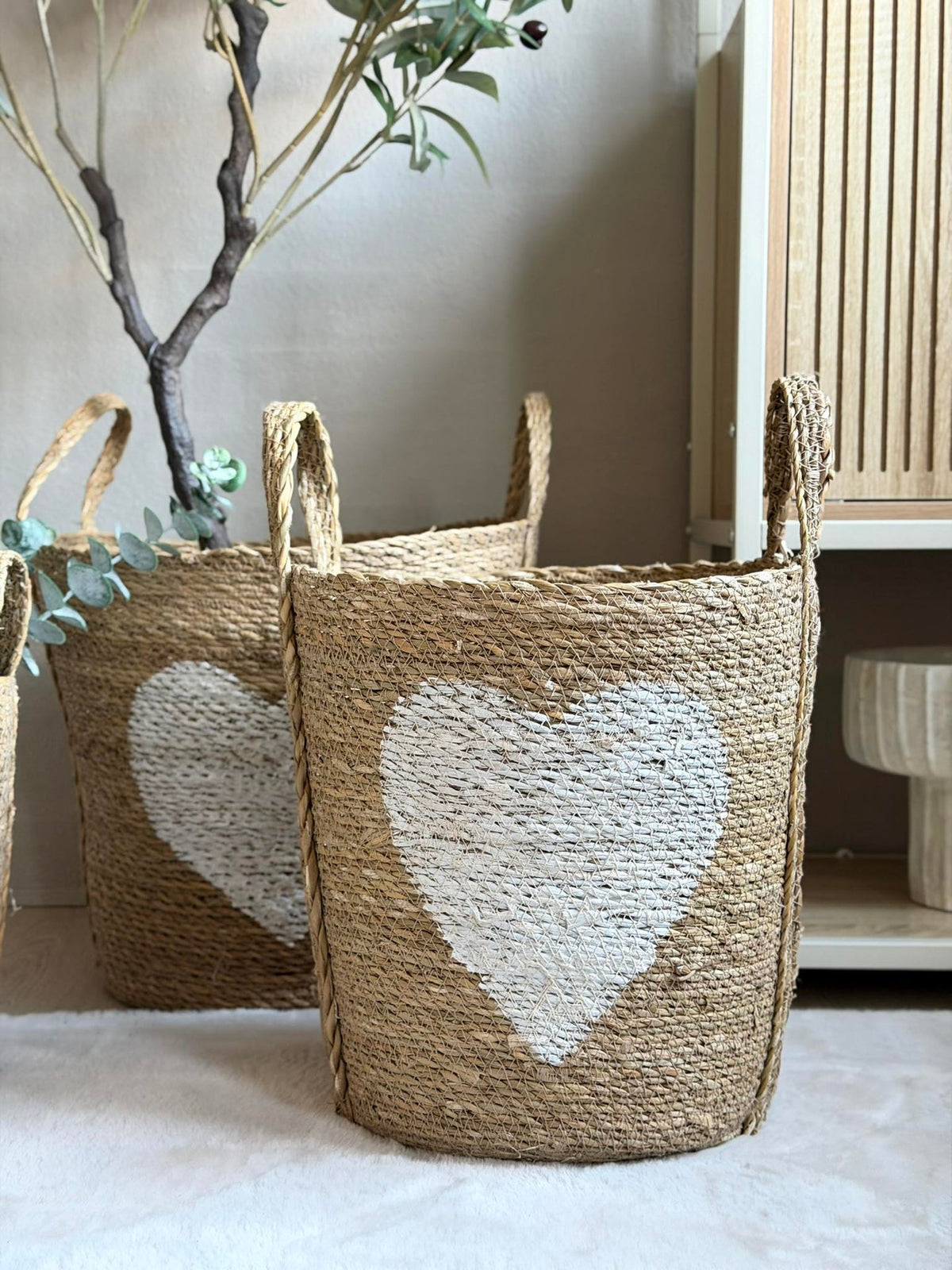 Set de paniers avec cœur - Lot de 3 pièces