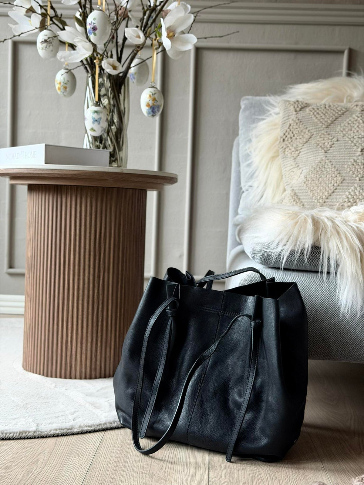 Cabas en cuir souple - Noir