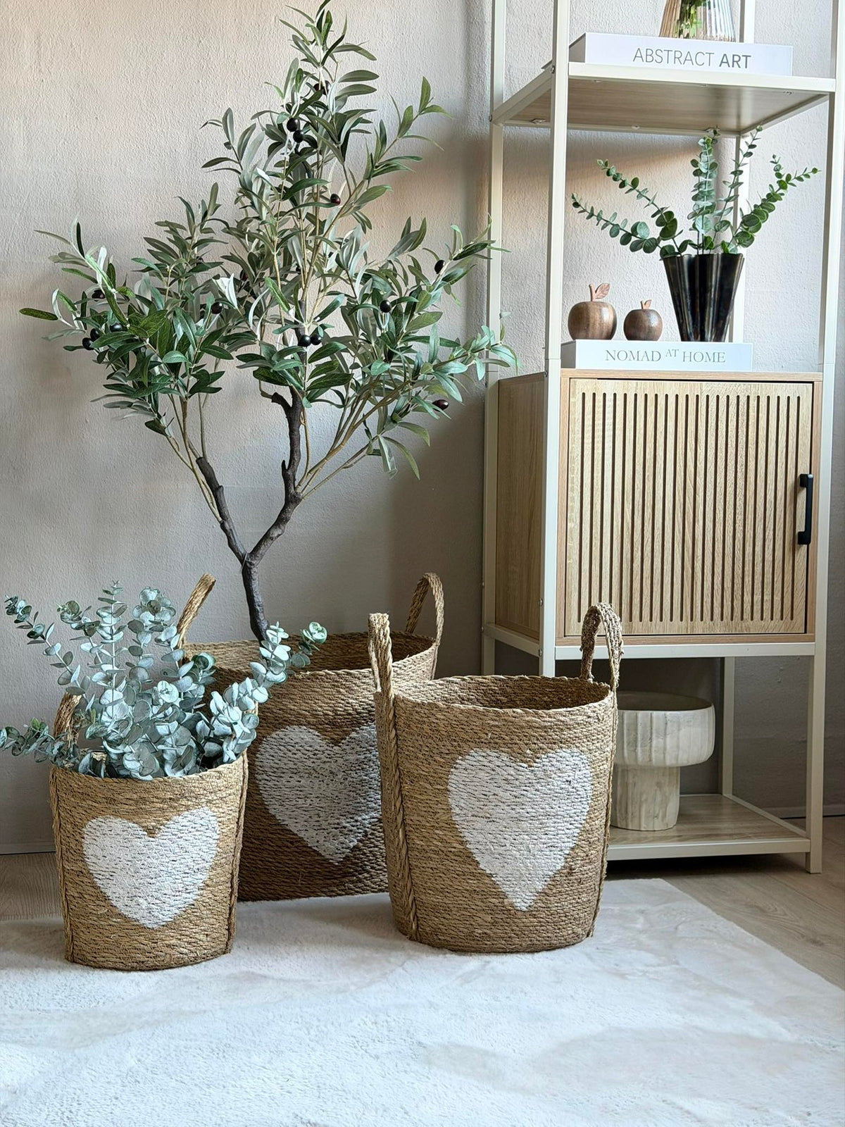 Set de paniers avec cœur - Lot de 3 pièces