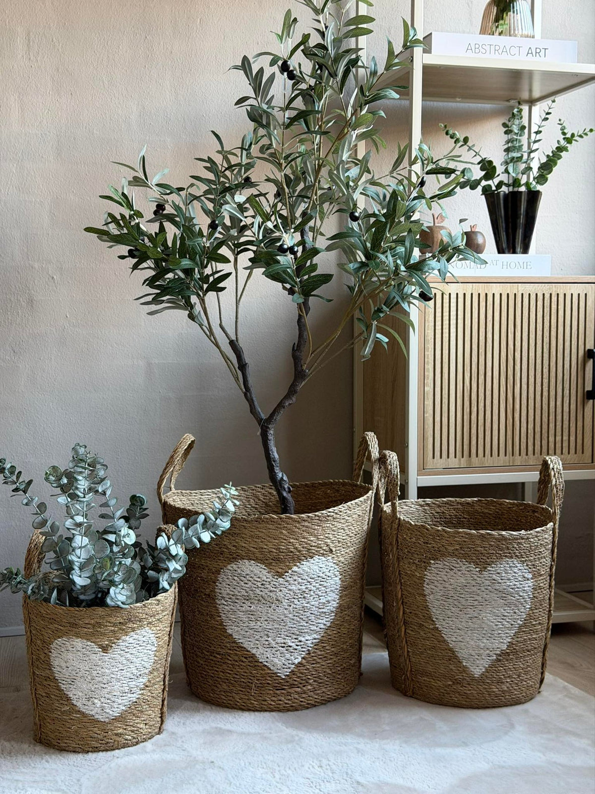 Set de paniers avec cœur - Lot de 3 pièces