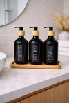 Distributeur de savon 3 pcs avec plateau - Noir