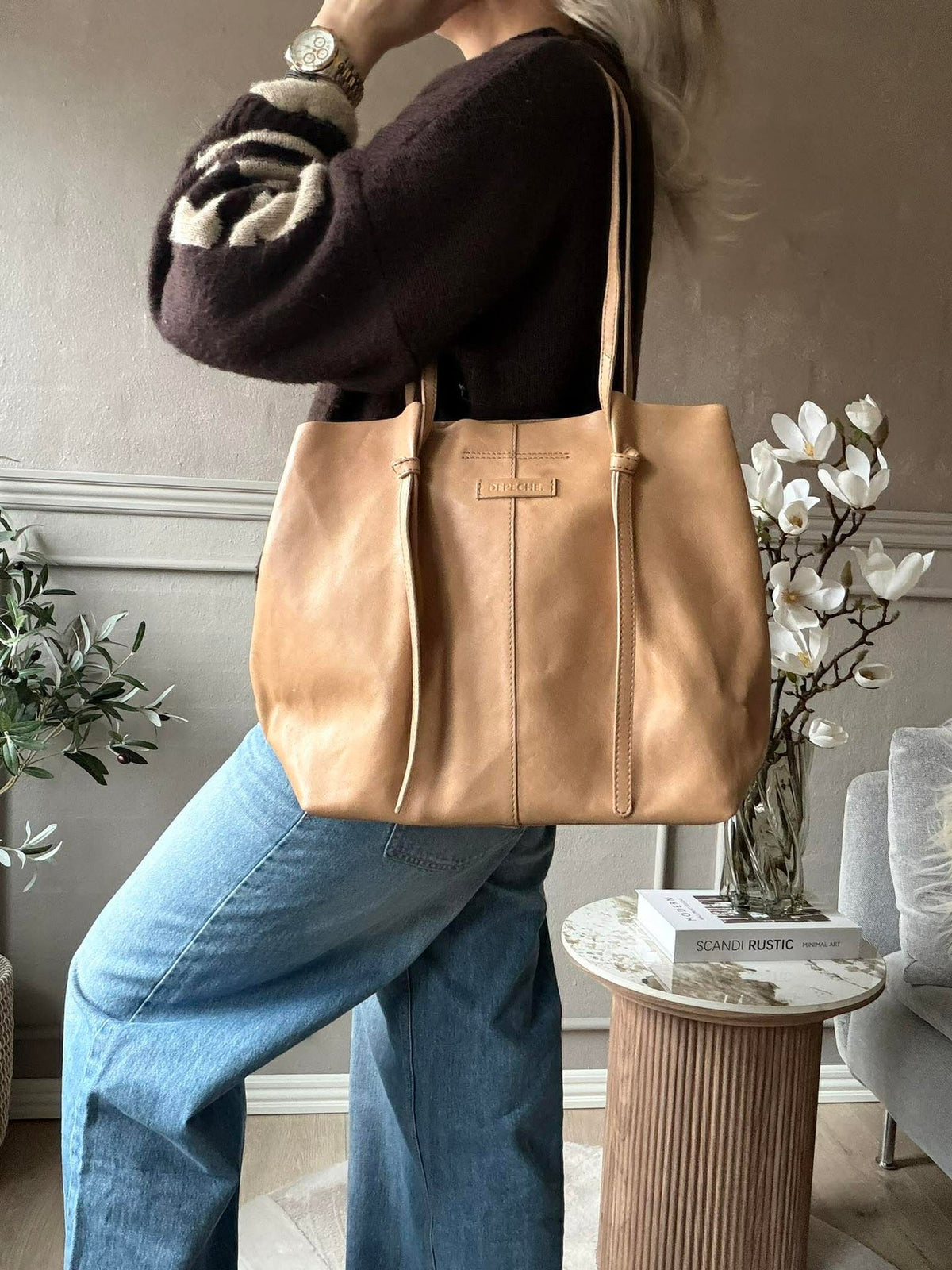 Shopper en cuir souple - Sable
