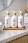 Distributeur de savon 3 pièces avec plateau - Blanc