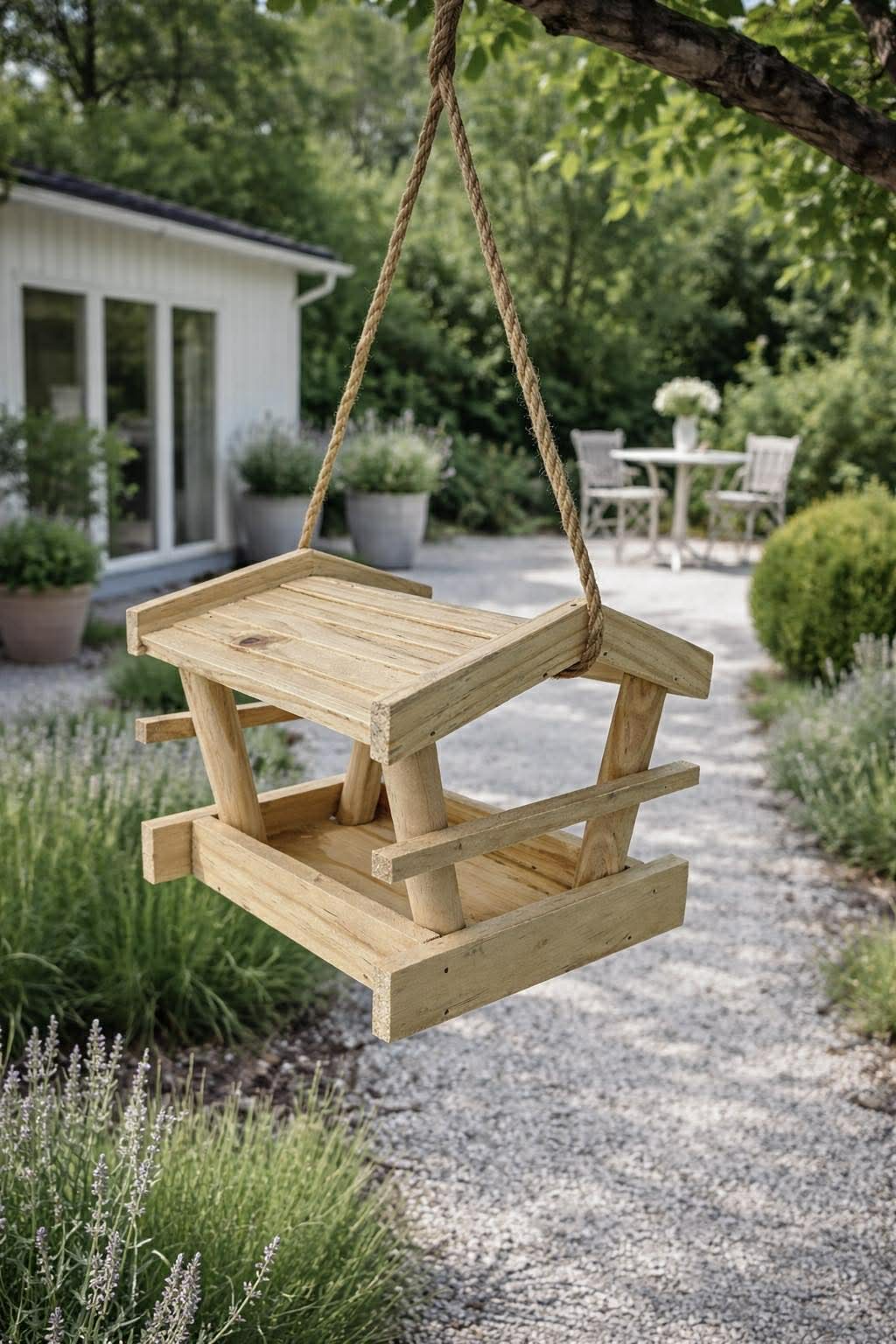 Mangeoire à oiseaux en bois