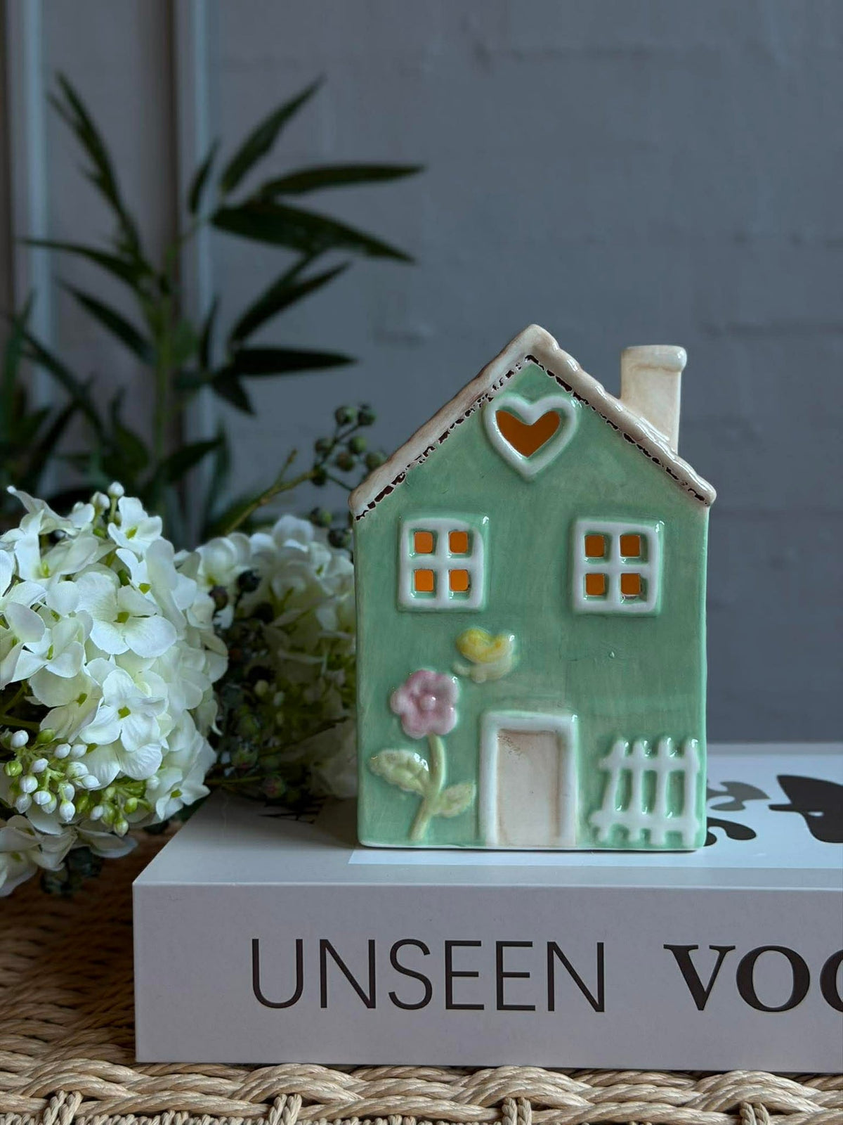 Maison photophore avec cœur - Vert