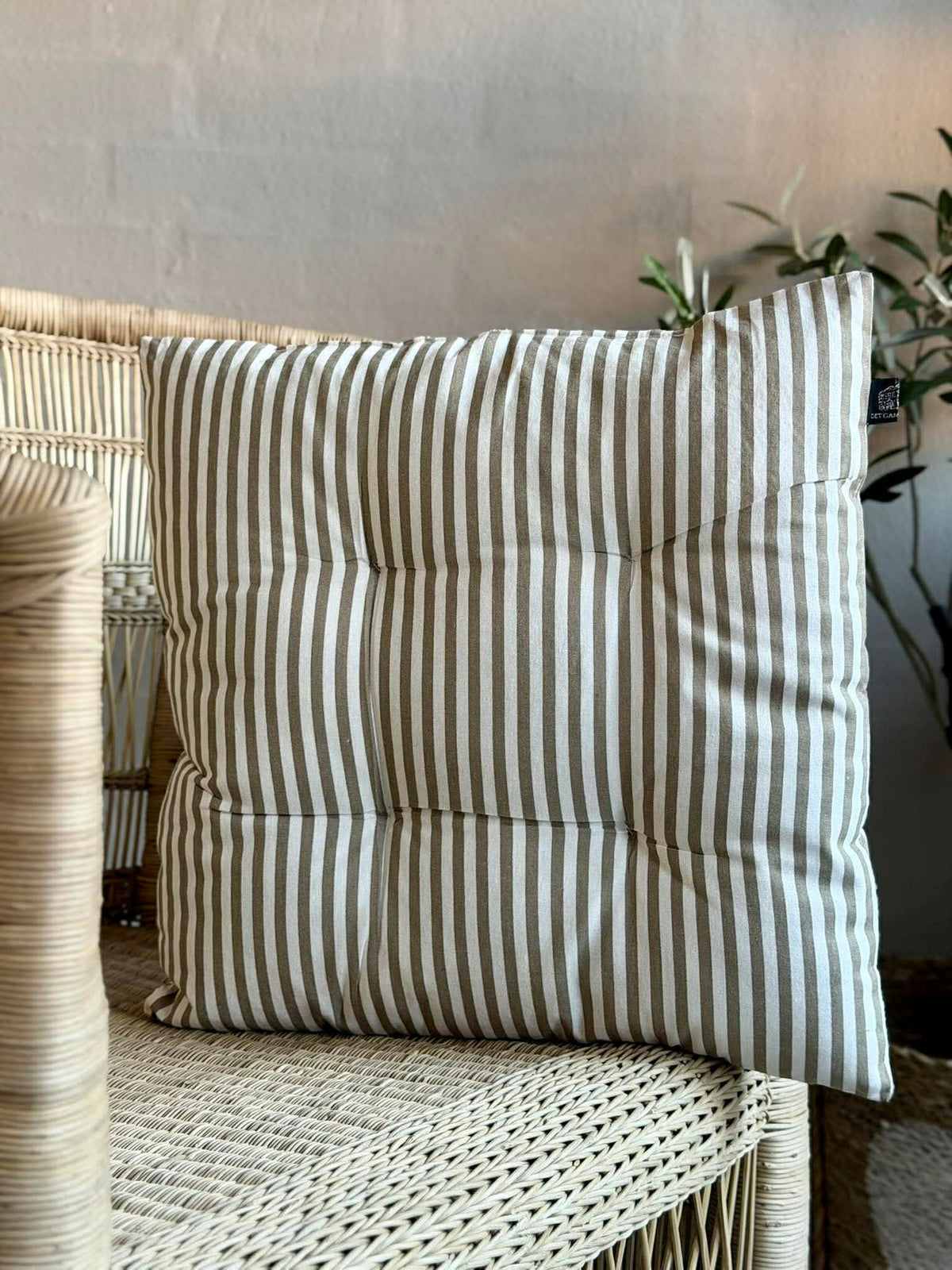 Coussin de chaise garni - Rayures beige 40x40cm