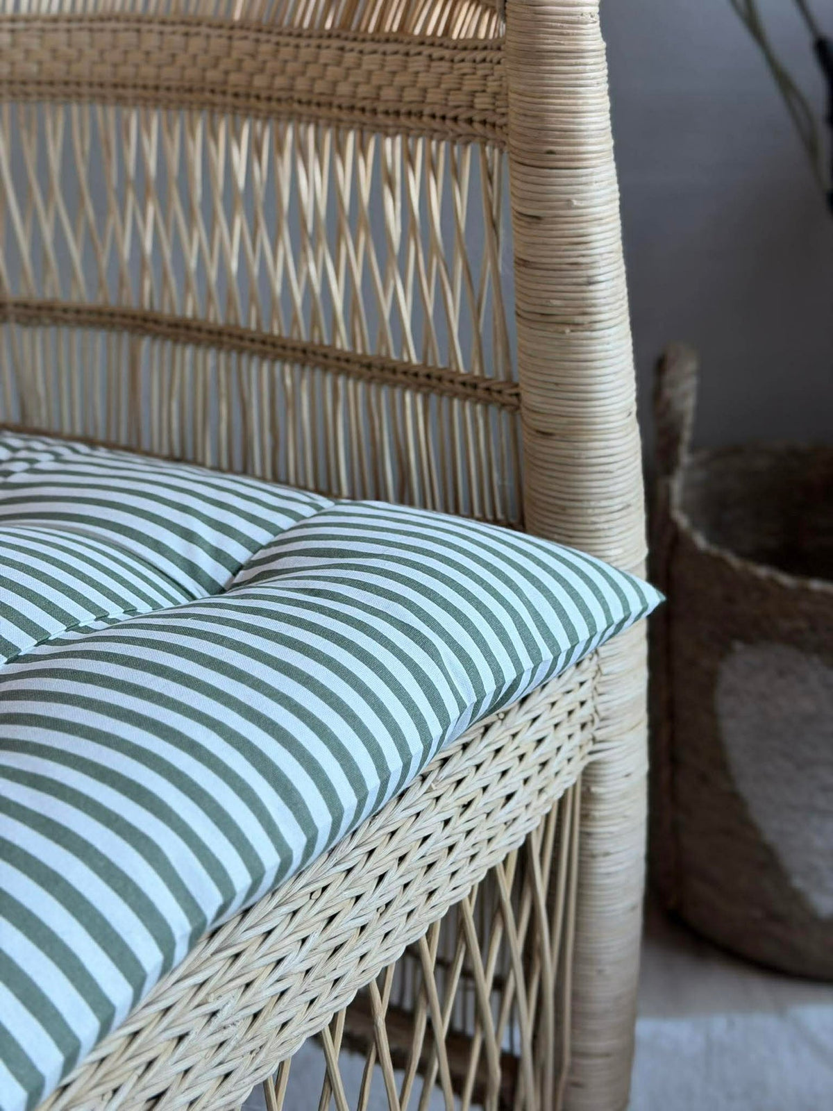 Coussin de chaise rembourré - Rayures vertes 40x40cm