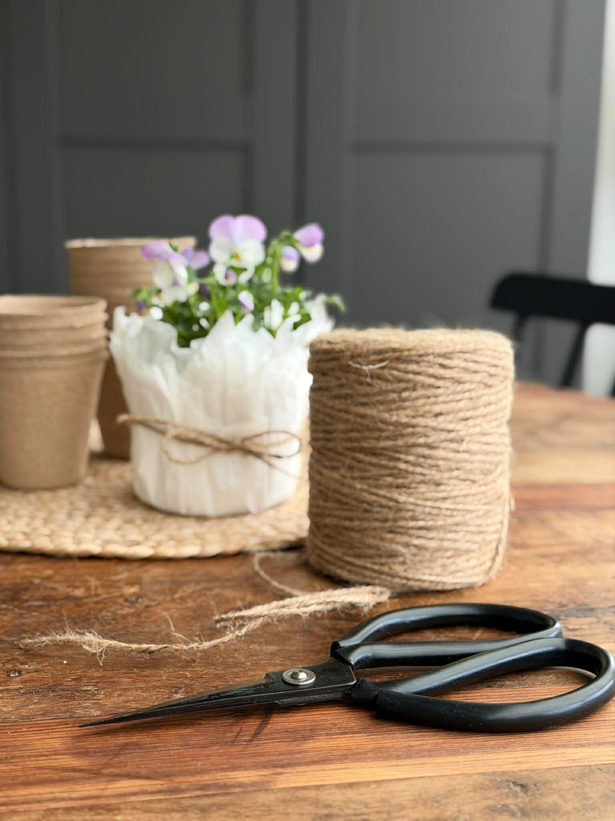 Ciseaux avec ficelle de jute