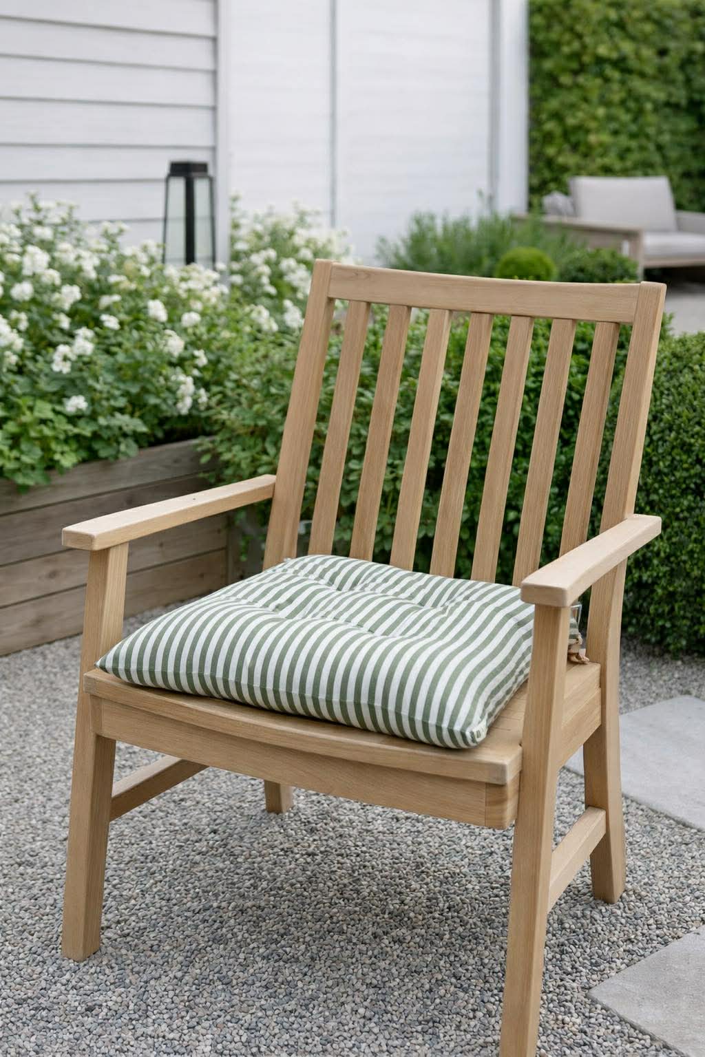 Coussin de chaise rembourré - Rayures vertes 40x40cm