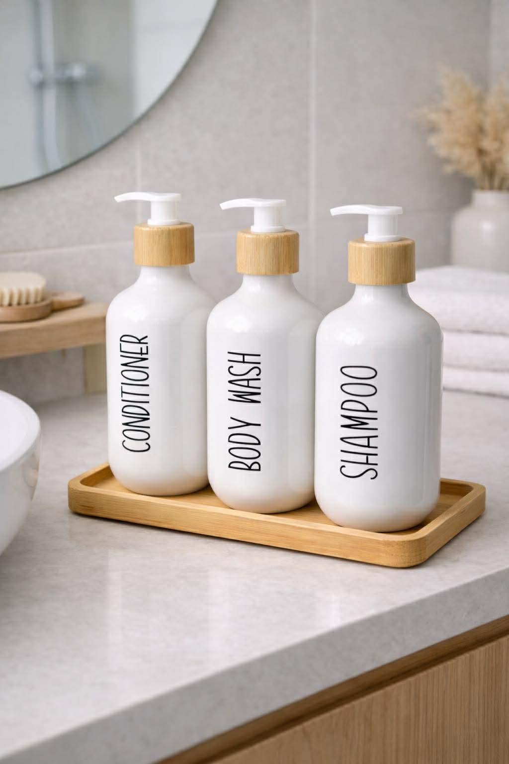 Distributeur de savon 3 pièces avec plateau - Blanc