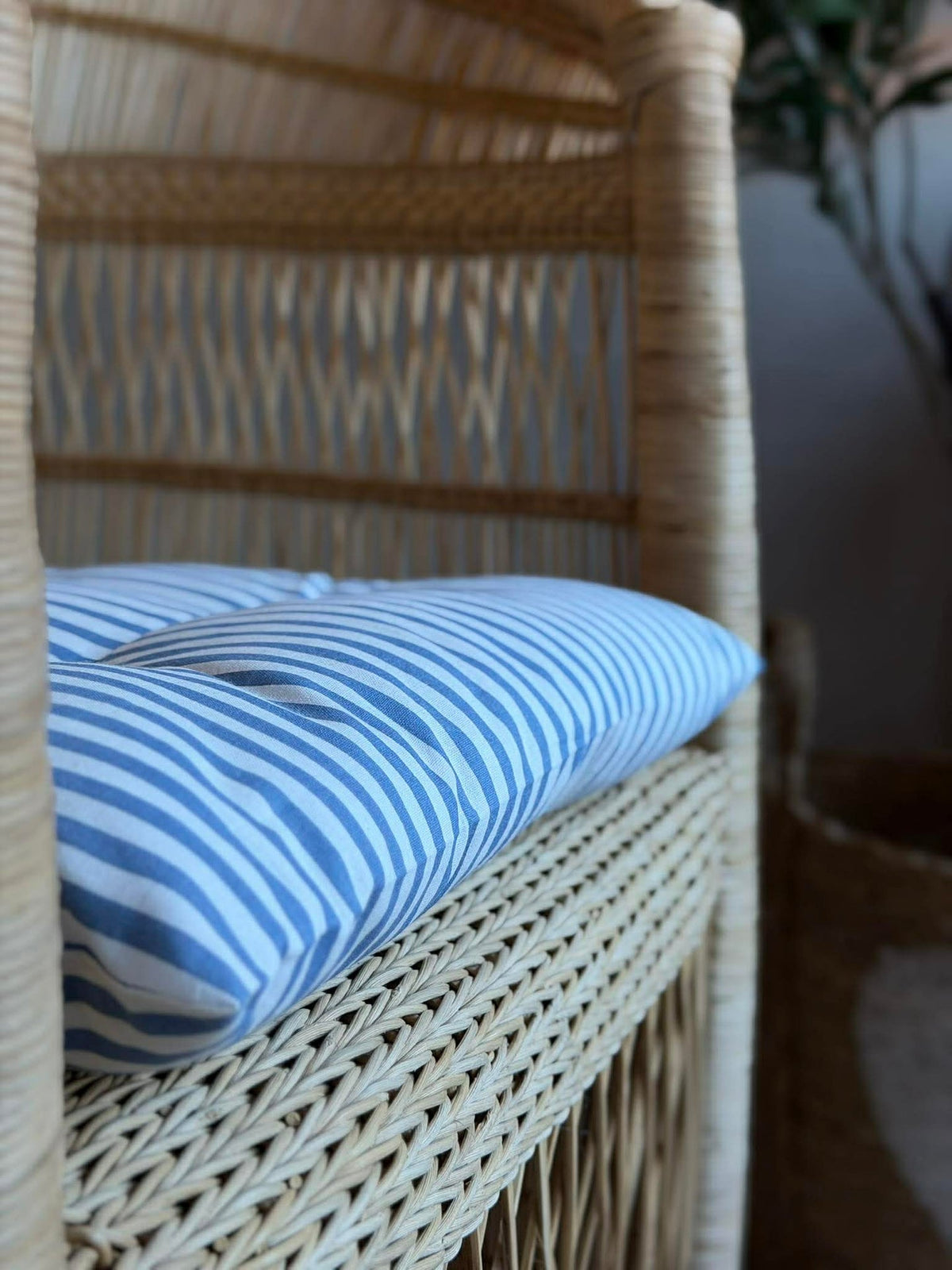Coussin de chaise avec rembourrage - Rayures bleues 40x40 cm