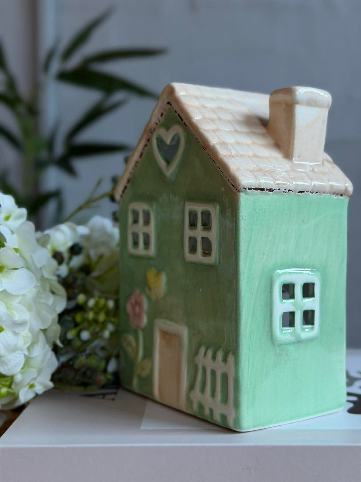 Maison photophore avec cœur - Vert