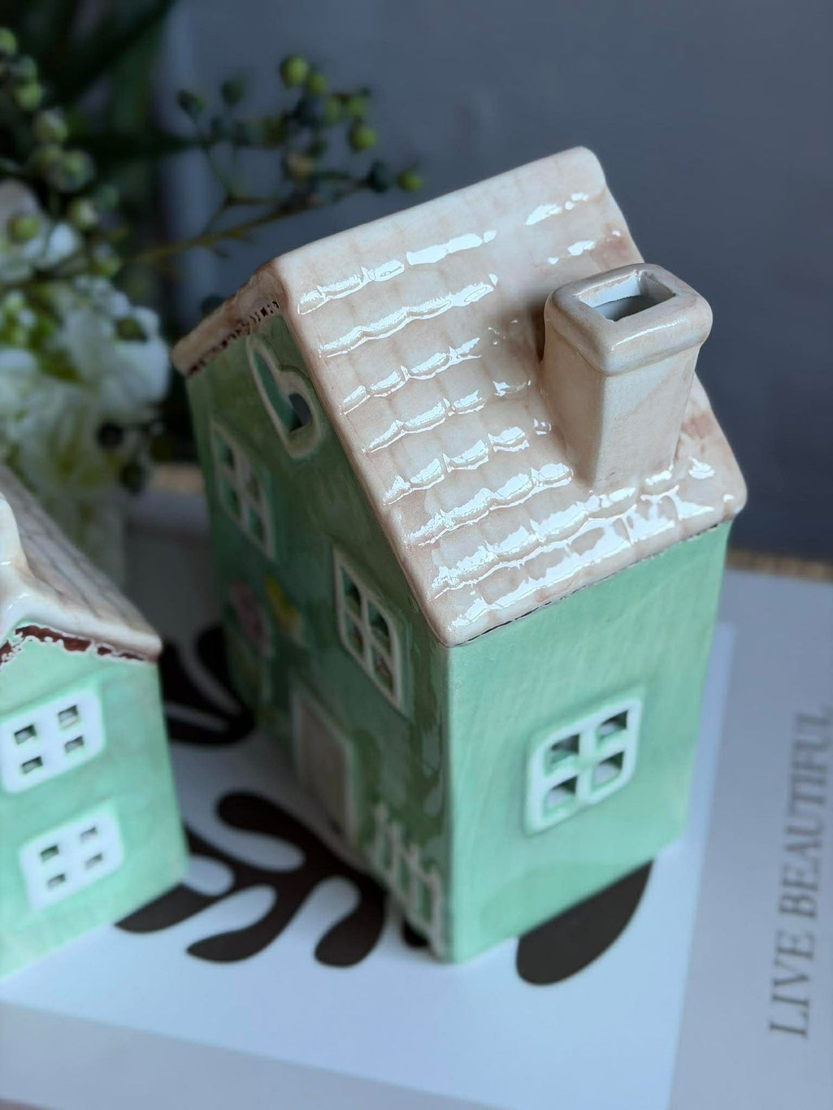 Maison photophore avec cœur - Vert