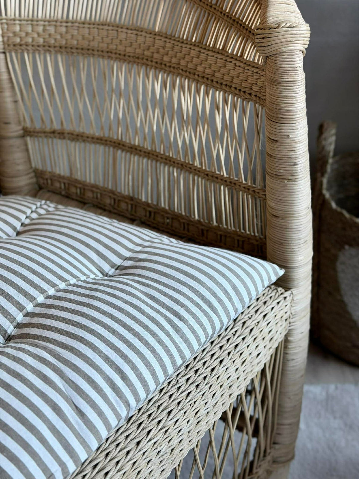 Coussin de chaise garni - Rayures beige 40x40cm