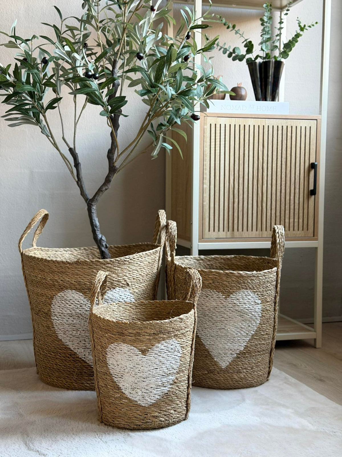 Set de paniers avec cœur - Lot de 3 pièces
