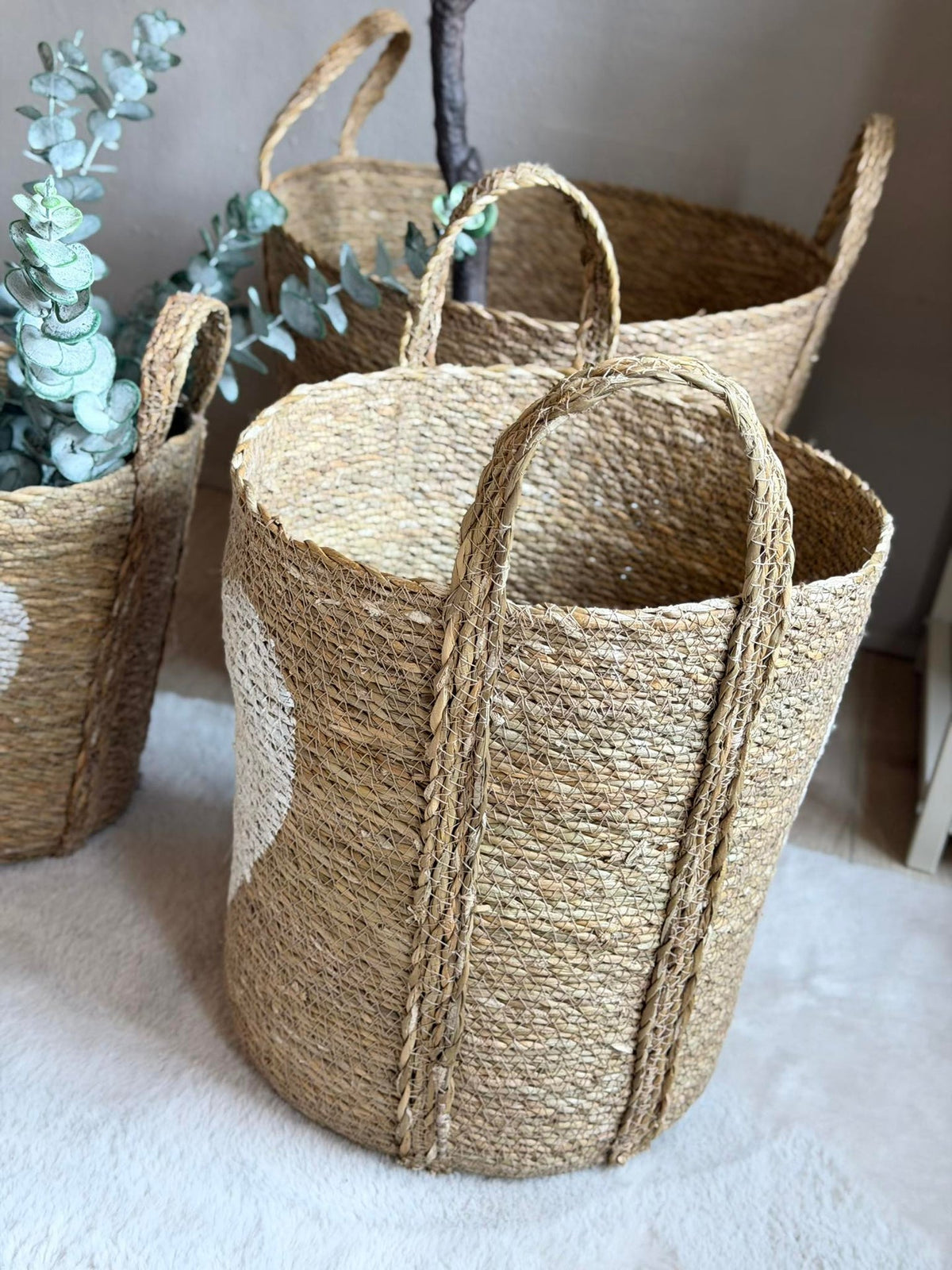 Set de paniers avec cœur - Lot de 3 pièces