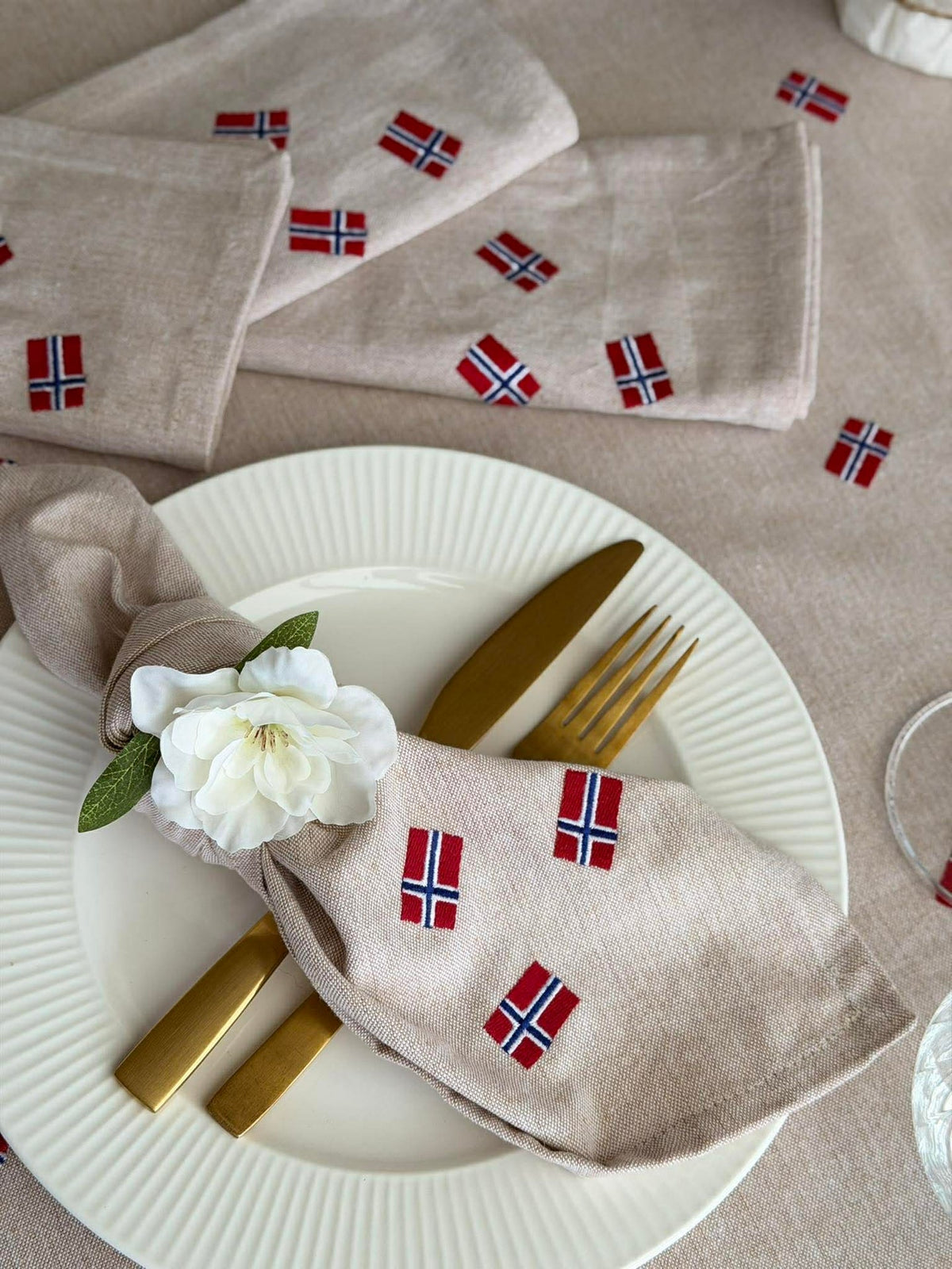 Serviettes de table avec drapeaux norvégiens – 4 pcs