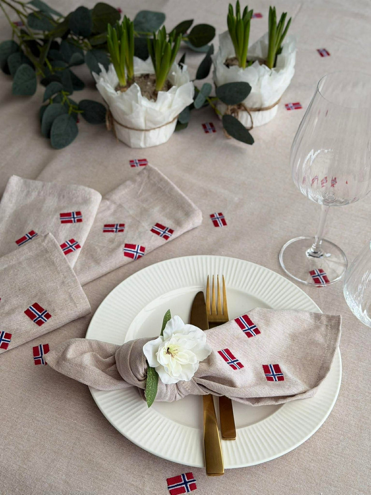 Serviettes de table avec drapeaux norvégiens – 4 pcs