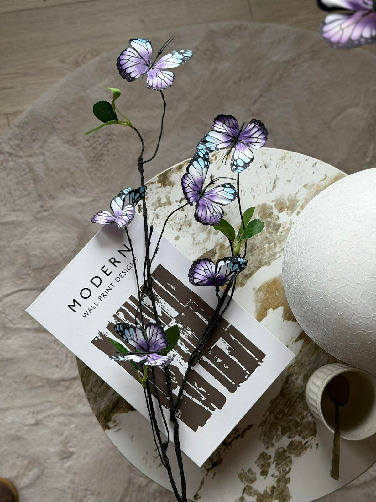 Branche avec papillons - Violet