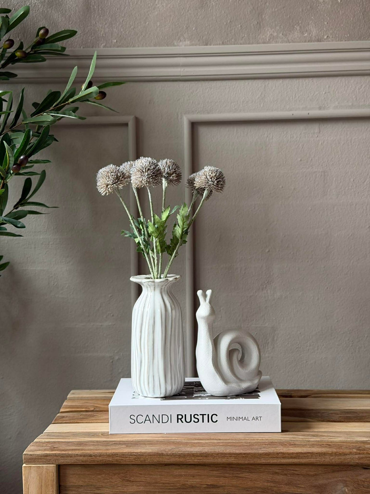 Bouquet de fleurs 38 cm - Gris