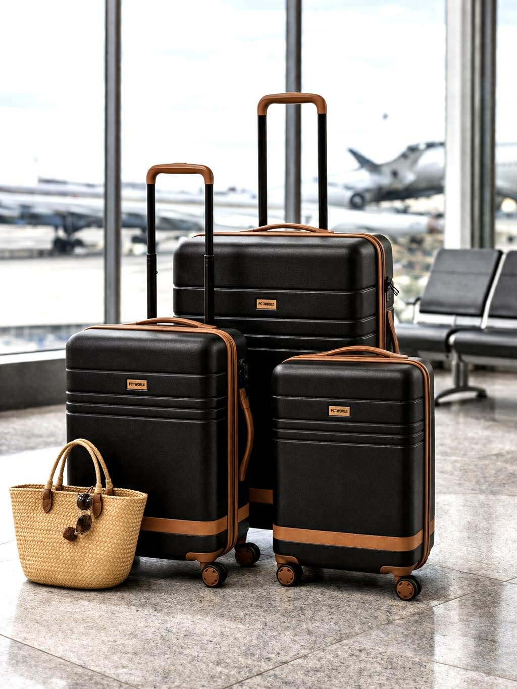 Ensemble de valises noir/marron - Lot de 3 pièces
