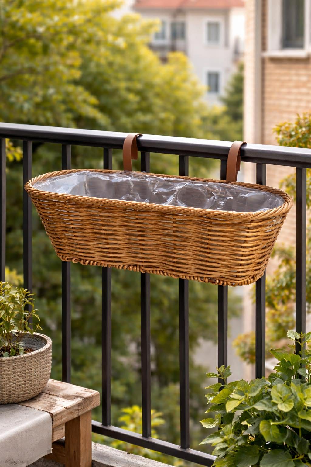 Jardinière de balcon en rotin - plusieurs tailles