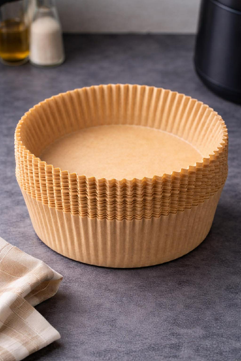 Papier cuisson pour airfryer rond - 50 feuilles.