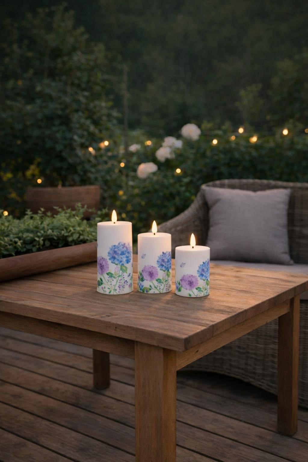Bougies piliers d’extérieur Flower - Set de 3