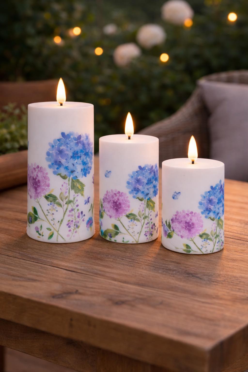 Bougies piliers d’extérieur Flower - Set de 3