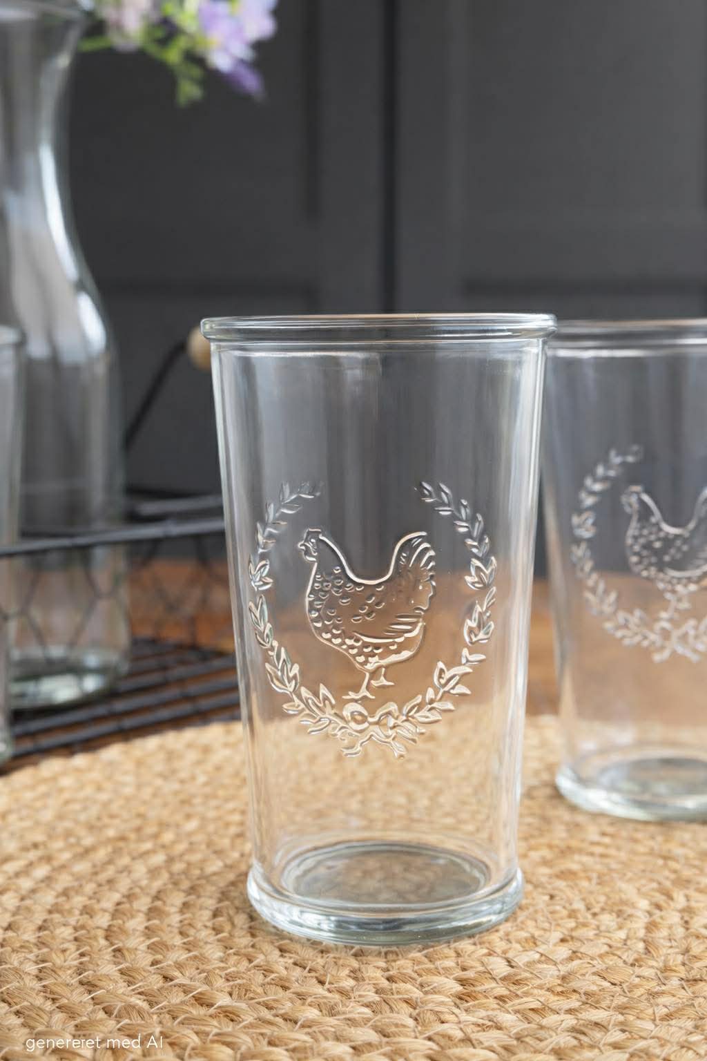 Ensemble avec plateau, 4 verres et carafe