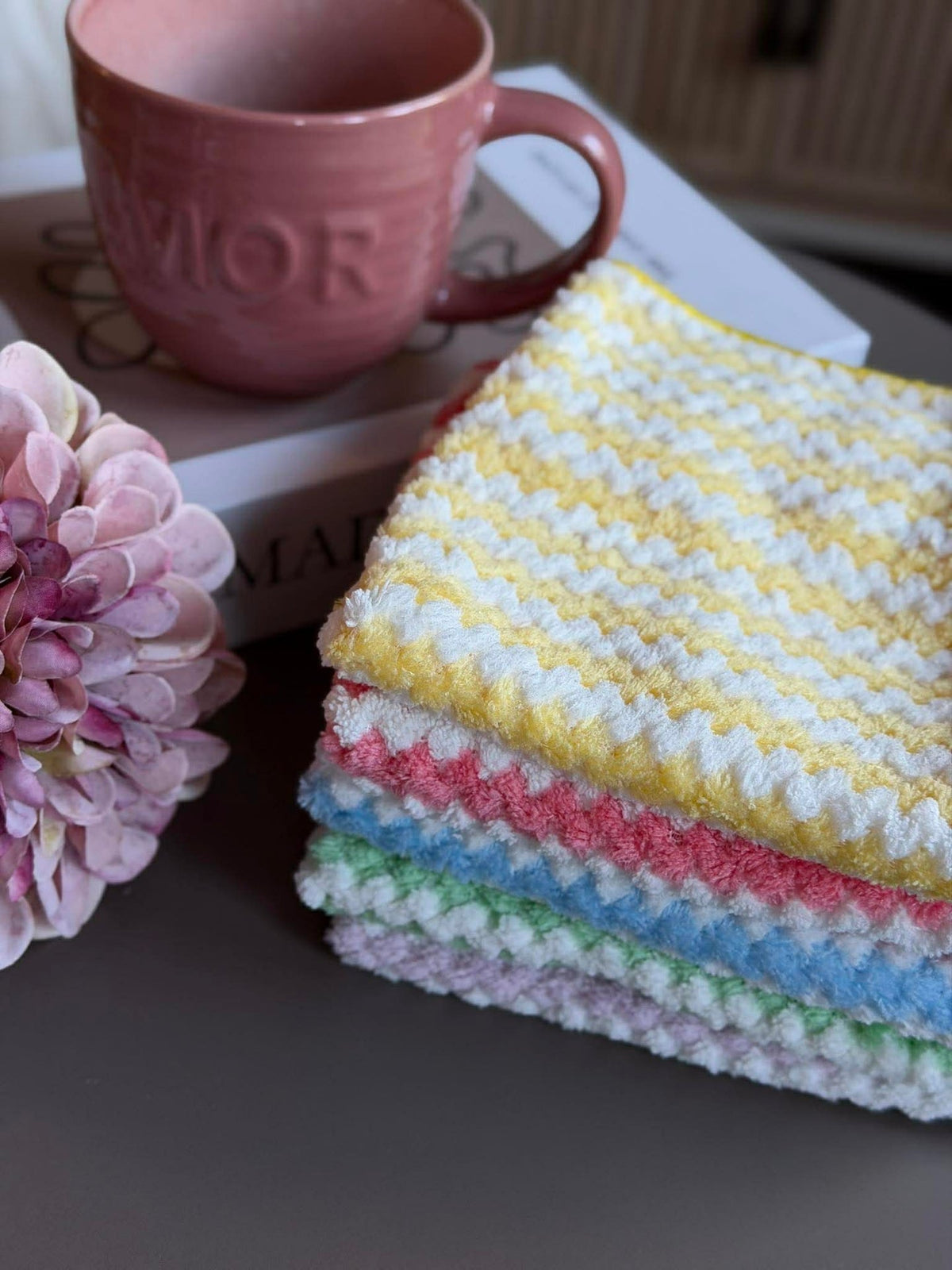 Chiffons en microfibre rayés - Pack de 5 pièces