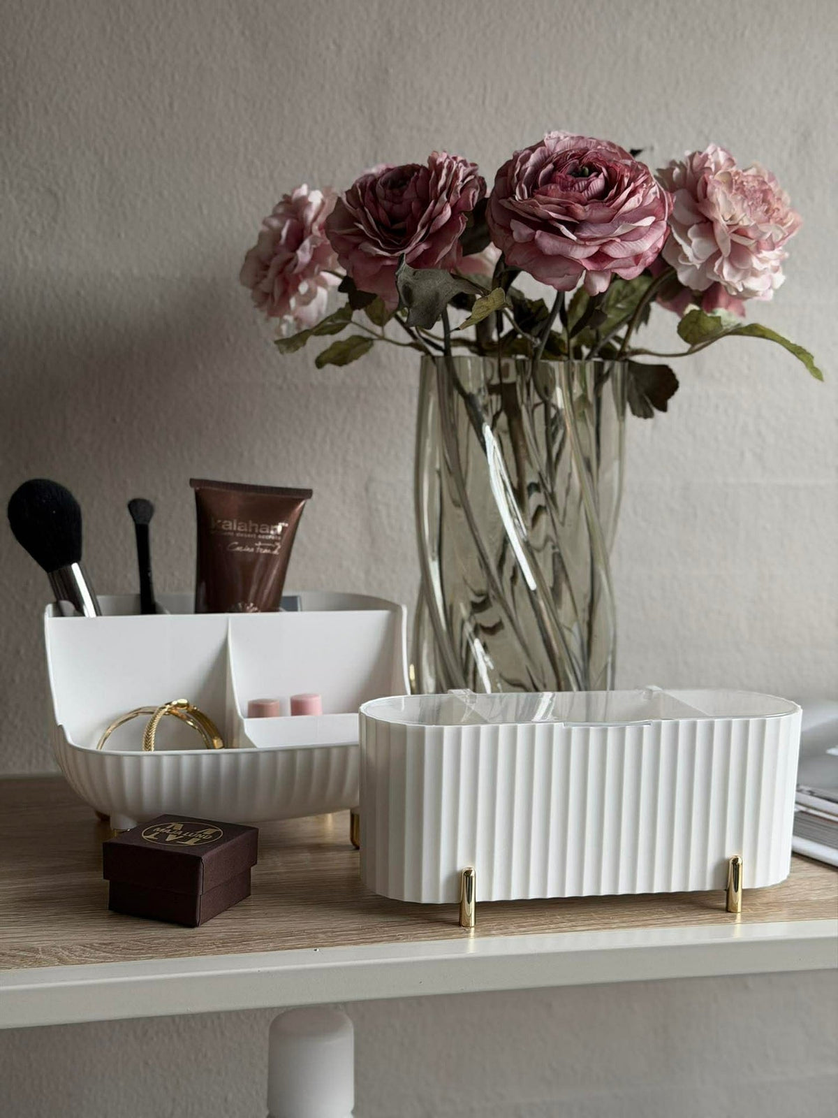 Organisateur de maquillage 6 compartiments- Blanc