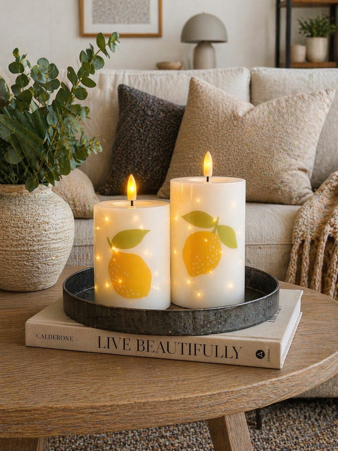 Bougies blocs LED TWINKLE Citrus - Lot de 2