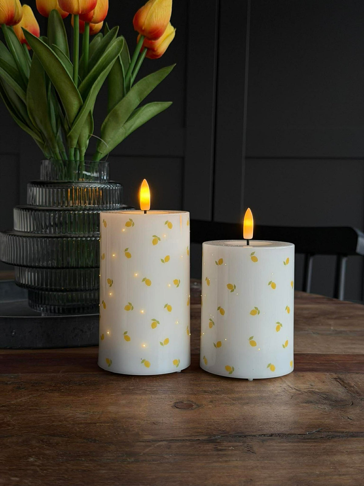 LED Bougies Bloc TWINKLE Citrus - Lot de 2 pcs
