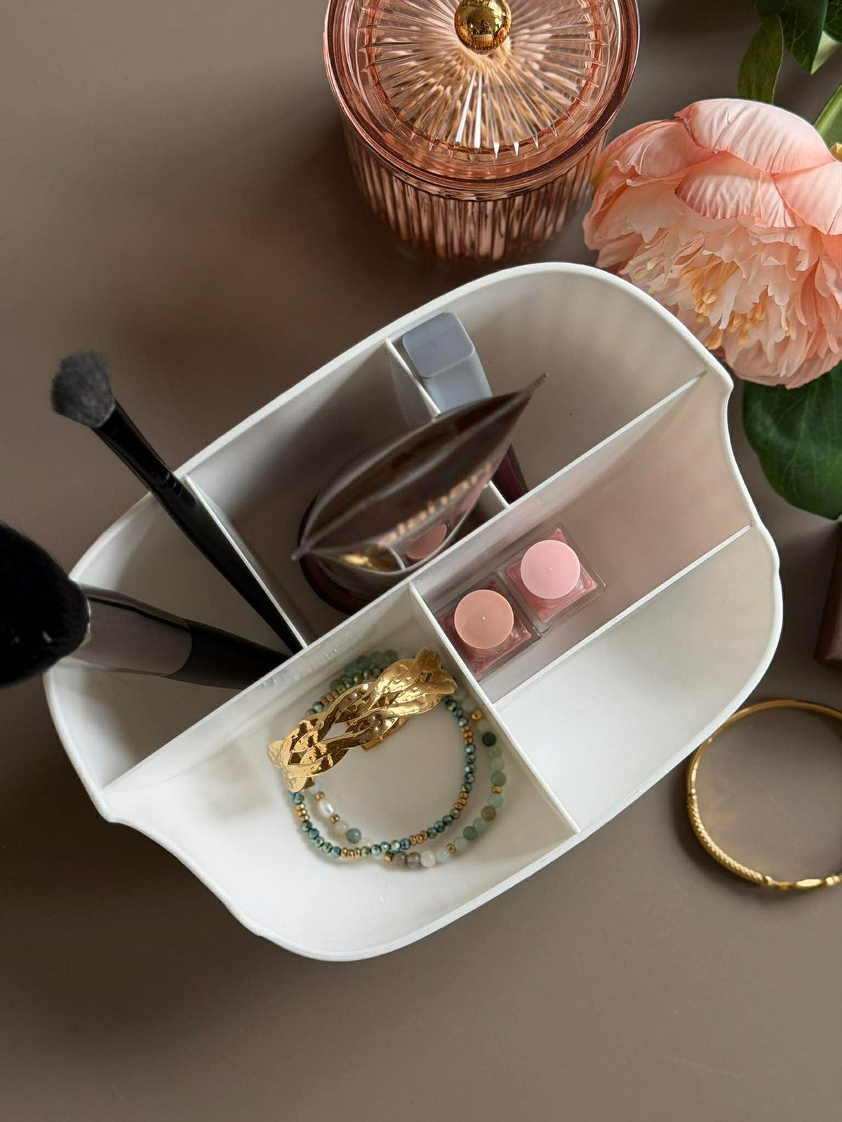 Organisateur de maquillage 6 compartiments- Blanc