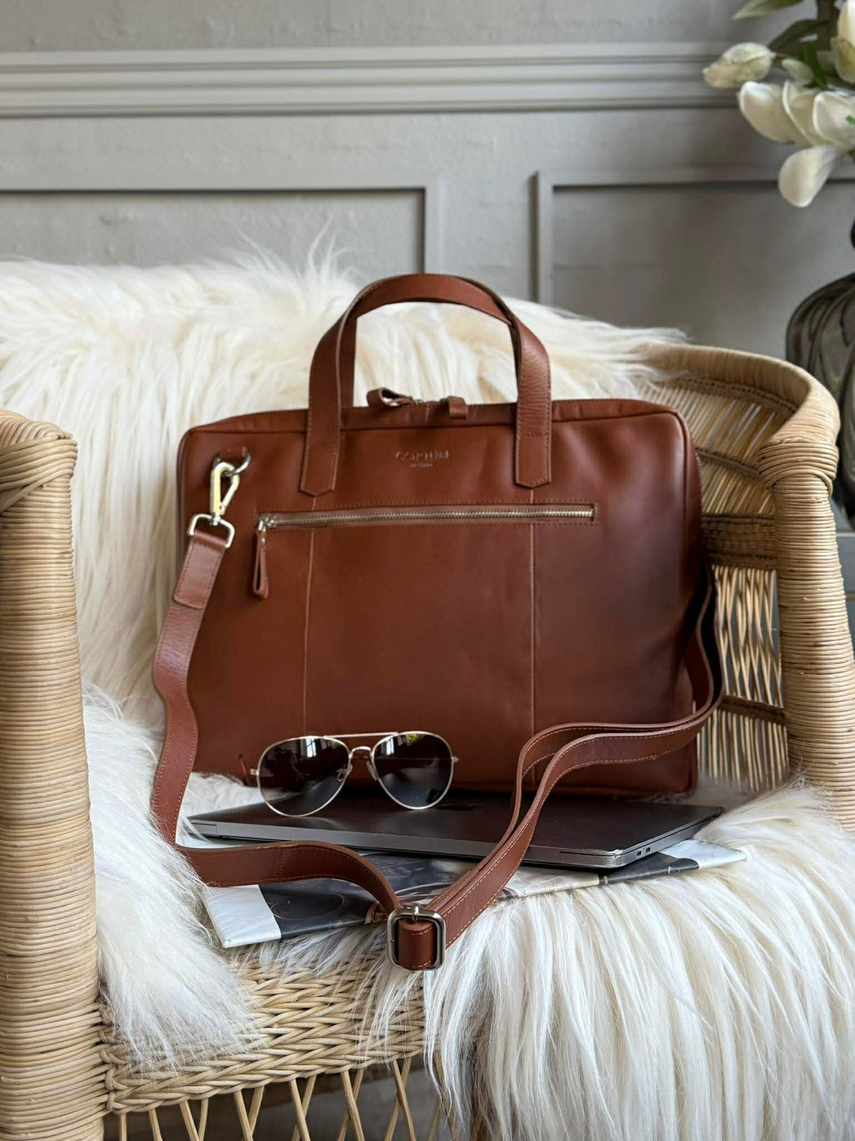 Sacoche pour ordinateur portable - LUND New Cognac