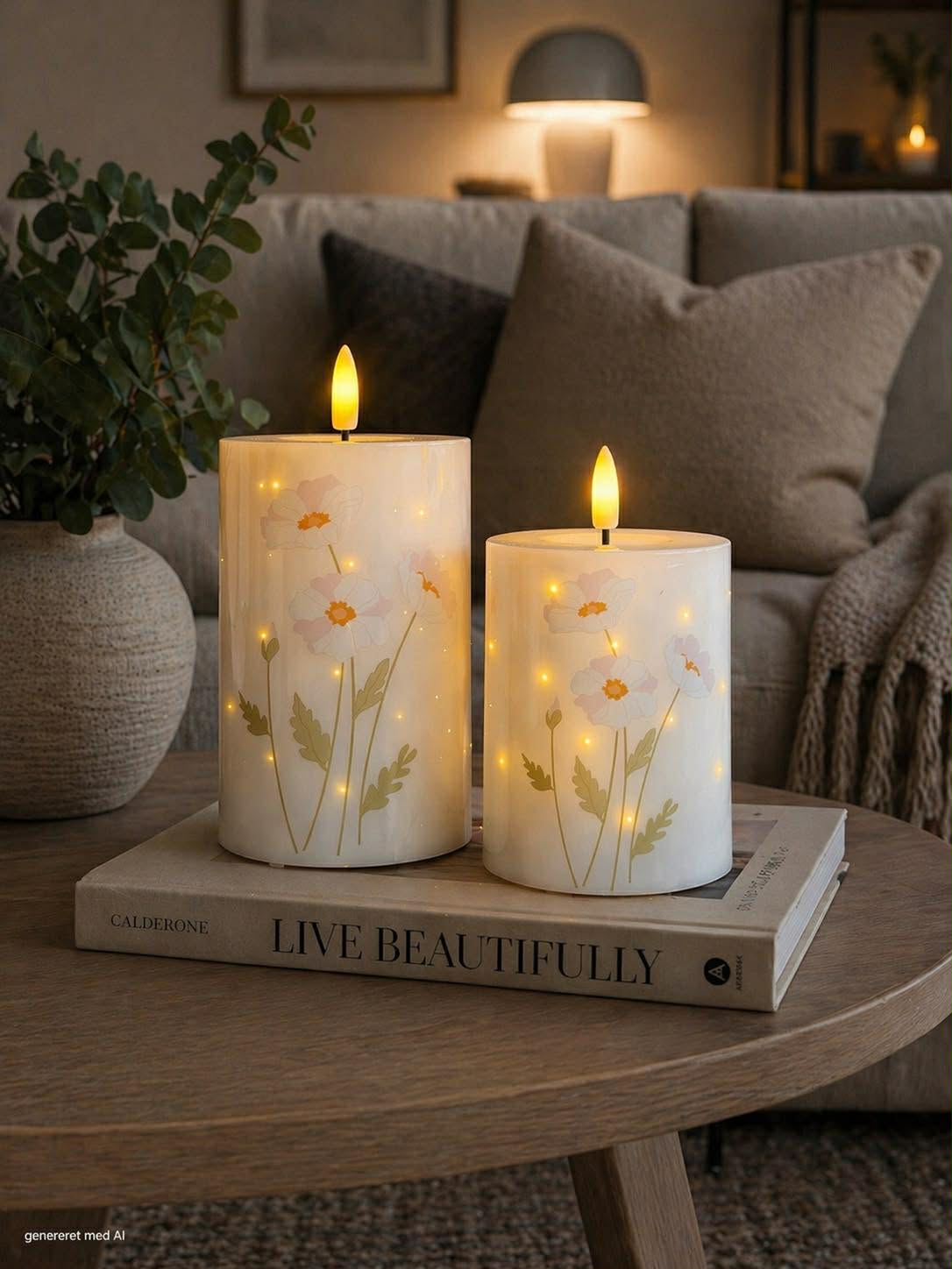 Bougies LED TWINKLE Poppy Rose  - Lot de 2