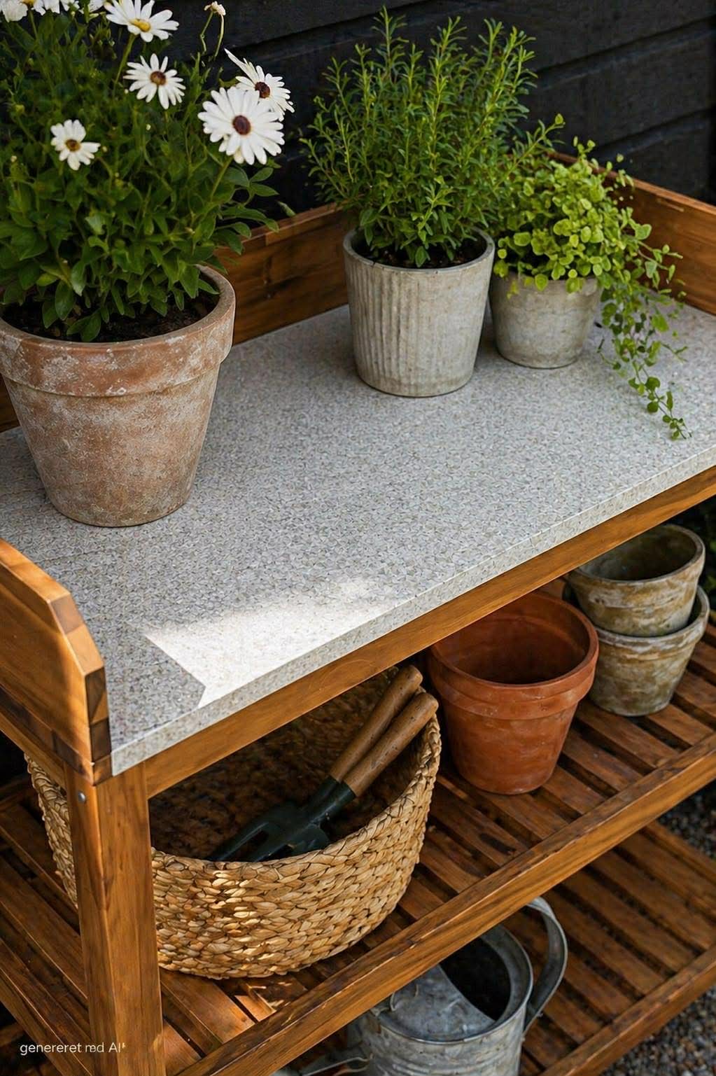 Table pour plantes en acacia