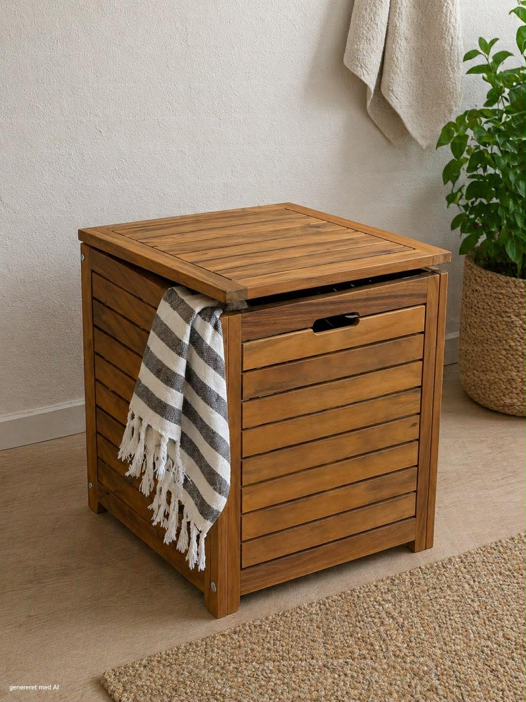 Panier à linge en acacia