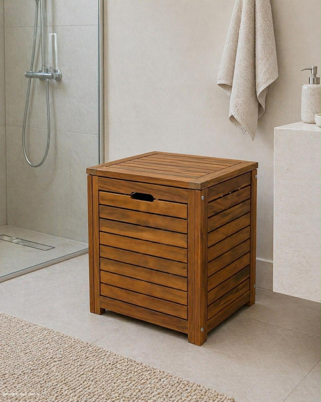 Panier à linge en acacia
